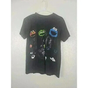 Sesame Street Run DMC Graphic Tee Black Short Sleeves Cotton Small